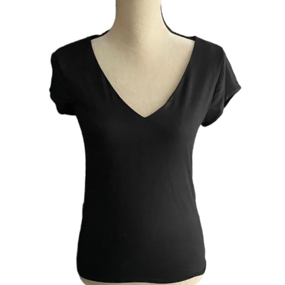 NWT-J. CREW-BLACK V NECK TOP-SIZE SMALL
